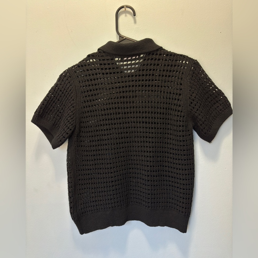 NWT Zara Kids Black Open-Knit Button Down Size 6-7 - Picture 4 of 5